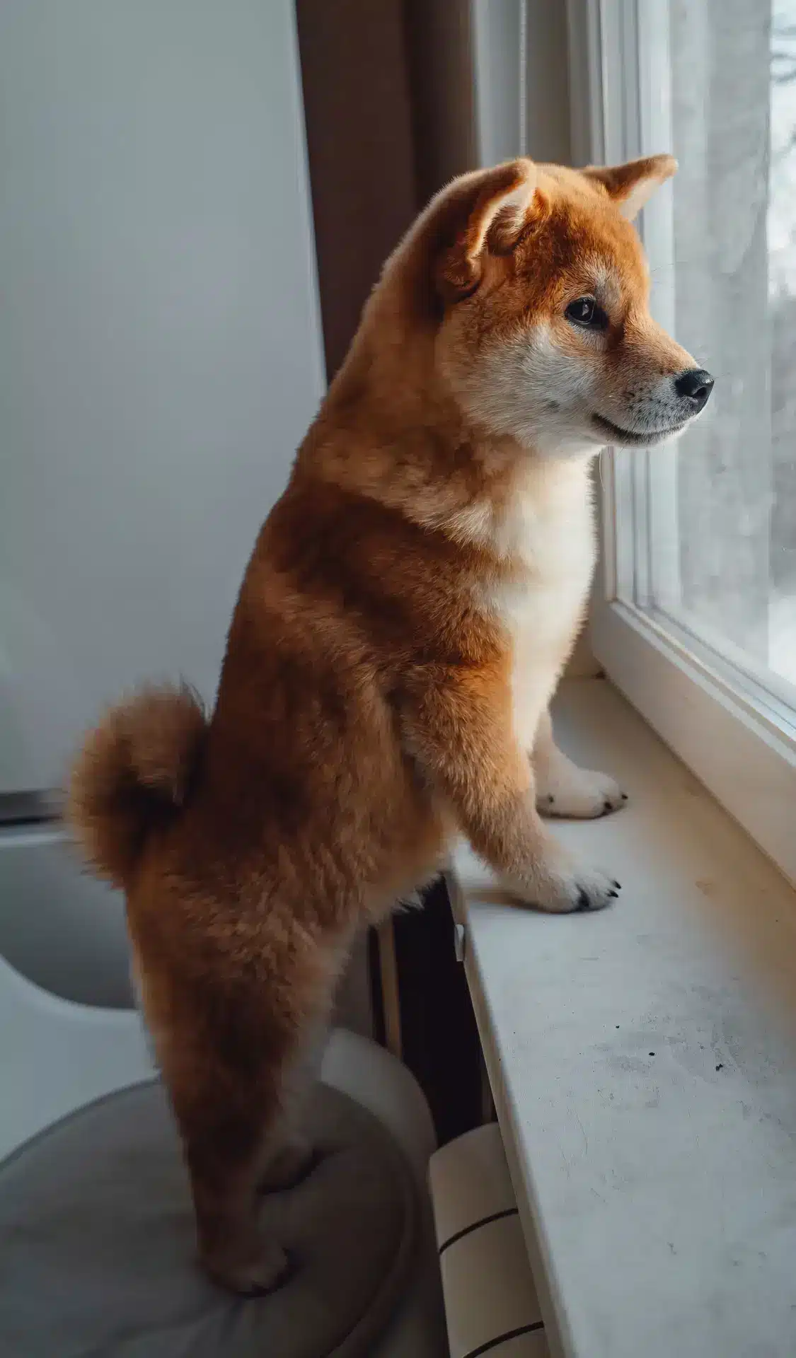 Chien dans fenêtre avec jappement excessif | Pitou Minou & Compagnons
